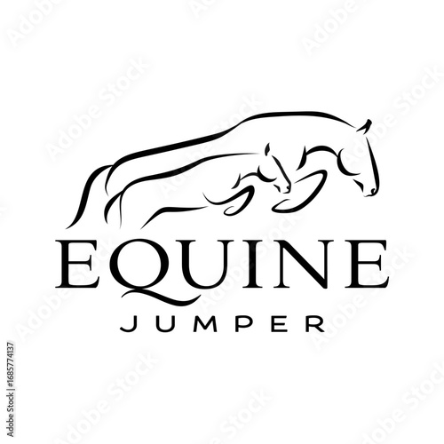 Elegant Equine Jumper Logo Design Graceful Horses in Motion