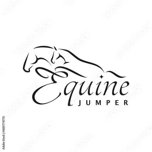 Equestrian Jumping Silhouette Logo Design Featuring a Horse in Mid-Air