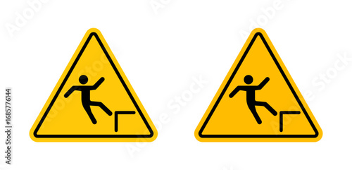 Slip Warning signs set. vector illustration