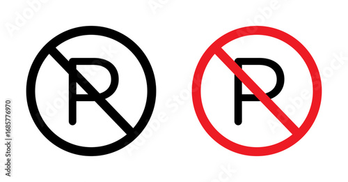 No parking sign set. vector illustration