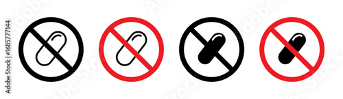 No drugs sign set. vector illustration
