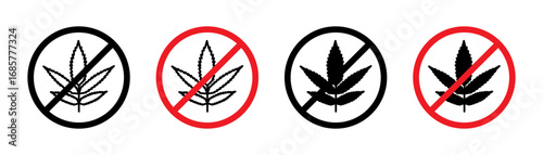 No Marijuana sign set. vector illustration