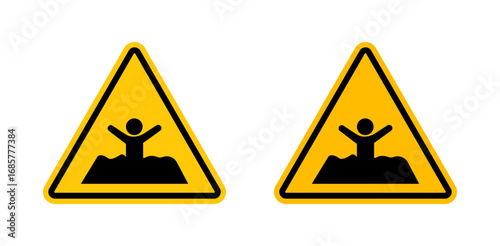 Mud warning signs set. vector illustration