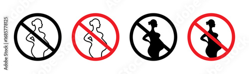 Forbidden pregnant icons set. vector illustration