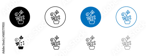 Berry shrubs and vines icons set. vector illustration