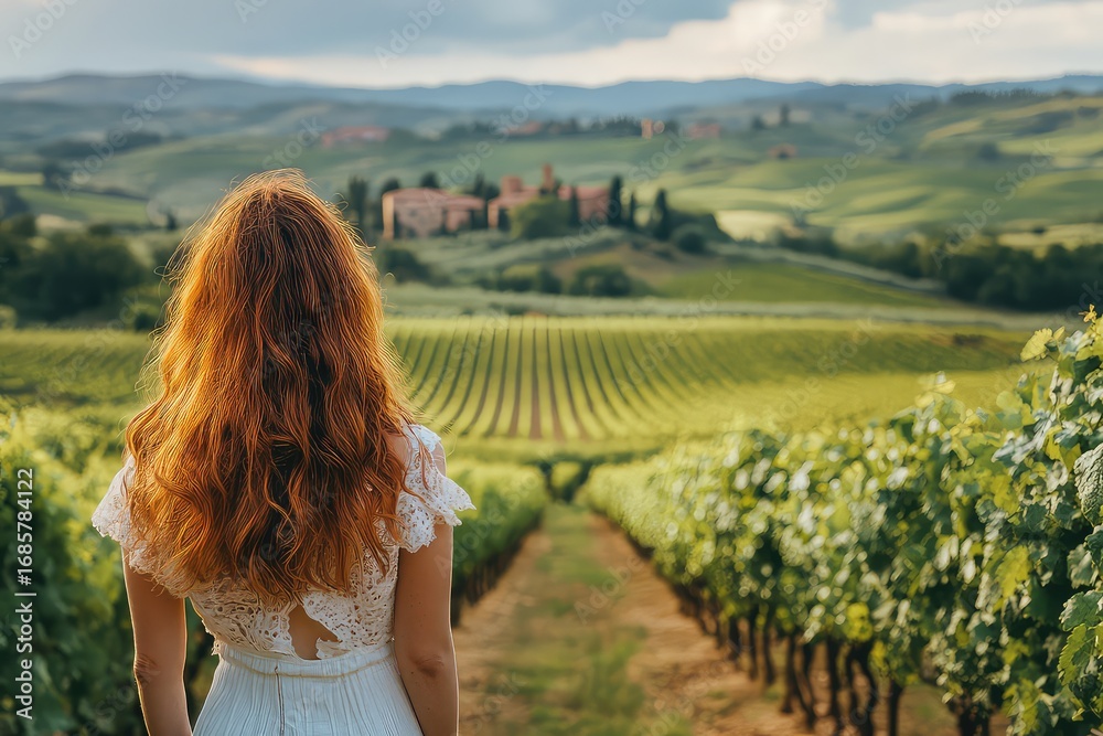 © abdul - Woman exploring the beautiful vineyards of Tuscany, tasting local wines and enjoying the countryside © abdul - Woman exploring the beautiful vineyards of Tuscany, tasting local wines and enjoying the countryside