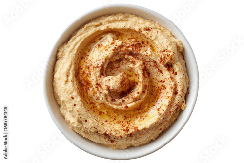 Creamy hummus in a white bowl