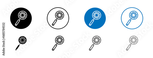 Search engine optimization icons set in black and blue colors on white background