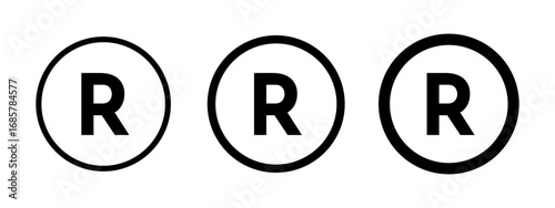 Registered trademark symbol icons set in black and blue colors on white background