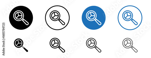 Prediction icons set in black and blue colors on white background