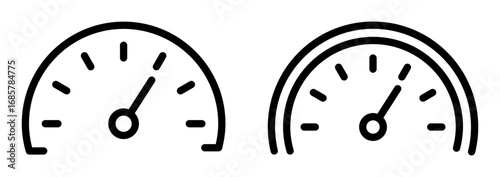 Performance indicator icons set in black and blue colors on white background