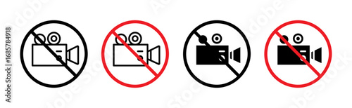 No recording icons set in black and blue colors on white background