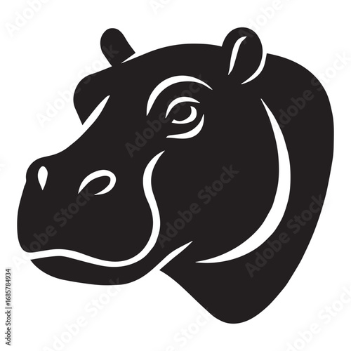 Black hippopotamus head profile animal wildlife