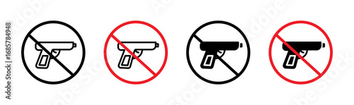No gun icons set in black and blue colors on white background