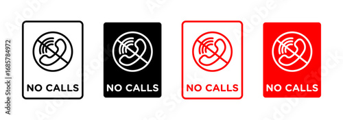 No call sign icons set in black and blue colors on white background