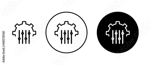 Mass customization icons set in black and blue colors on white background