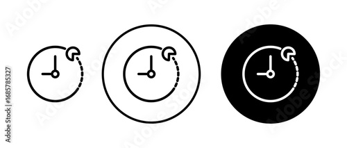 Less time icons set in black and blue colors on white background