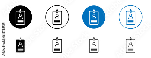 ID card icons set in black and blue colors on white background