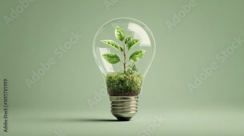 a light bulb with a plant inside of it