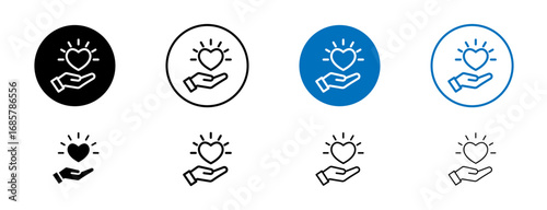 Empathy icons set in black and blue colors on white background