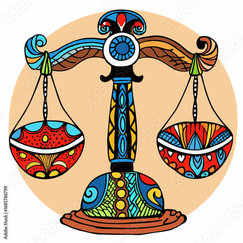 Astrological colorful zodiac sign Libra symbolizing balance and justice.