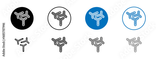 Bifidobacterium probiotics icons set in black and blue colors on white background