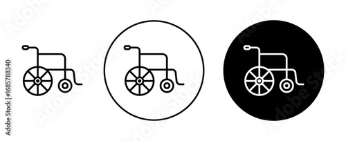 Wheelchair icons set in black and blue colors on white background