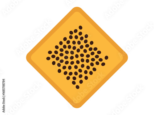 Abstract rhombus shape with papaya seeds and flesh illustration