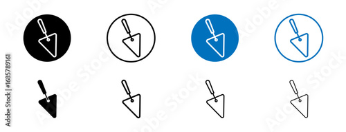 Trowel icons set in black and blue colors on white background