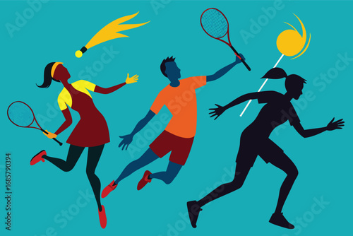 Dynamic tennis players showcasing skill and energy during a match