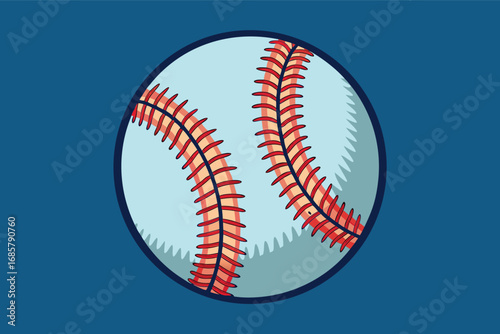 Baseball graphic featuring stitched seams on a light blue background