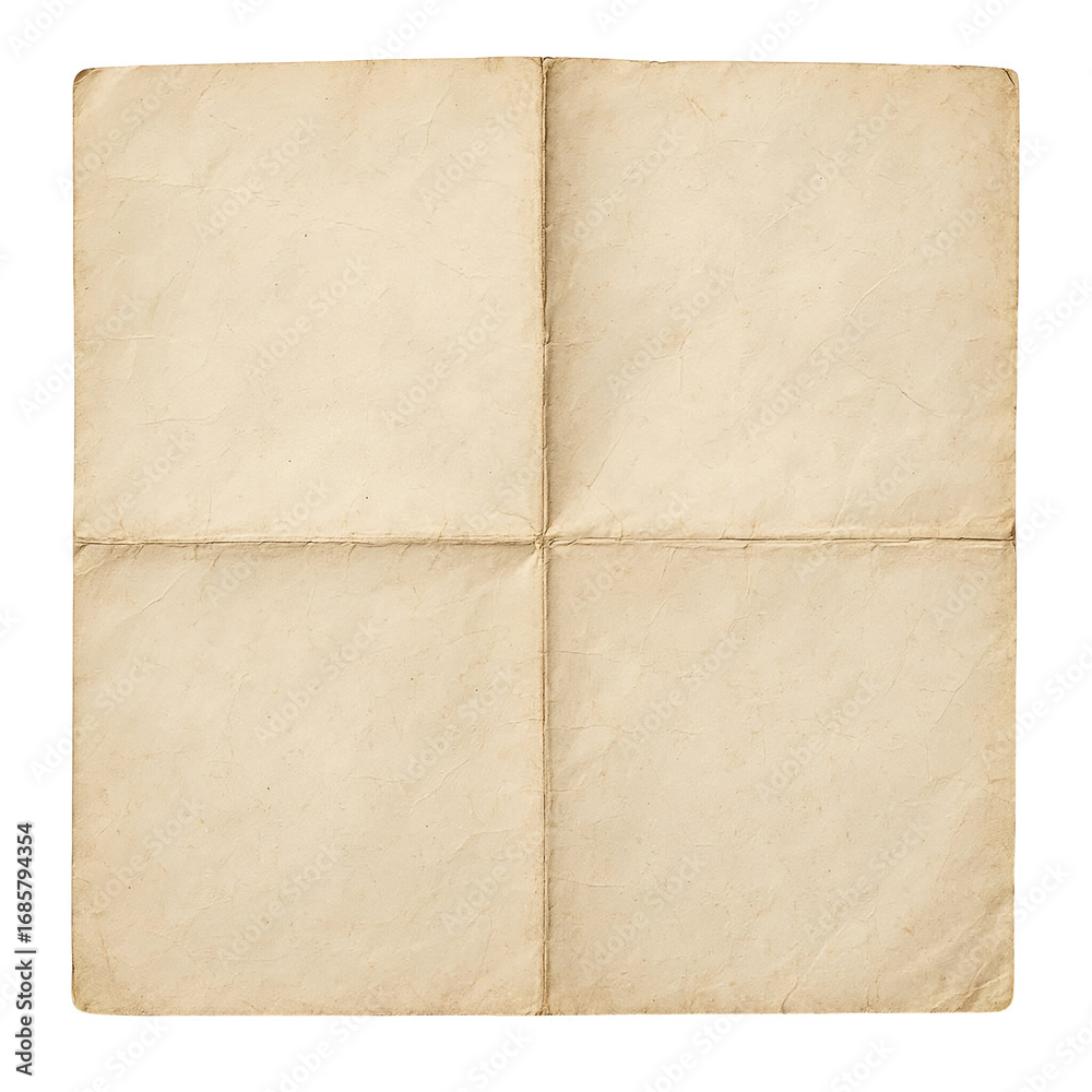 Fototapeta premium Folded Vintage Paper Sheet png 