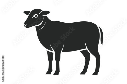 Black sheep standing in profile with a simple design for agricultural themes