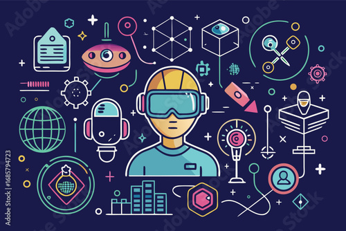 Exploring virtual reality technology through creative illustrations and icons