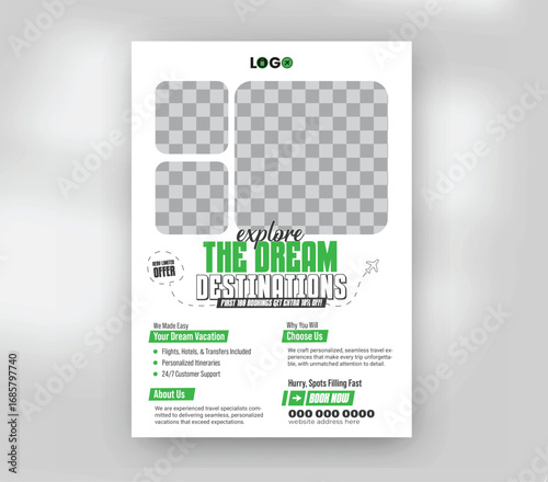 Adventure Travel Flyer Template Tropical Island & Boat Tour Brochure Design
