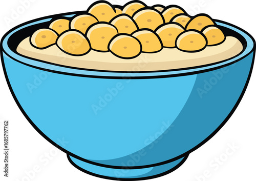 Blue Bowl Filled With Cereal And Slices Of Banana breakfast