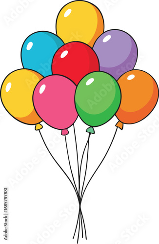 Bunch of Colorful Balloons Floating Together Keywords: balloons, party, celebration, colorful