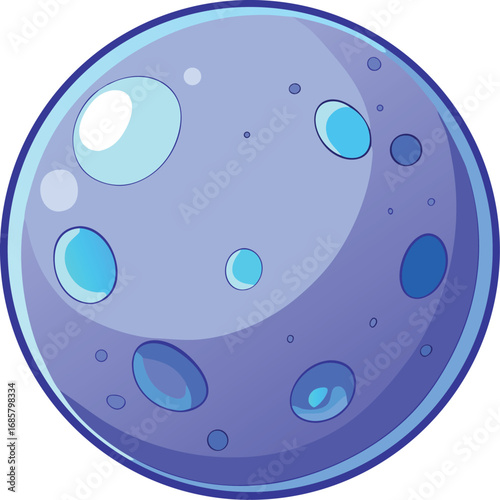 Cartoon Purple Moon with Craters and Highlights planet