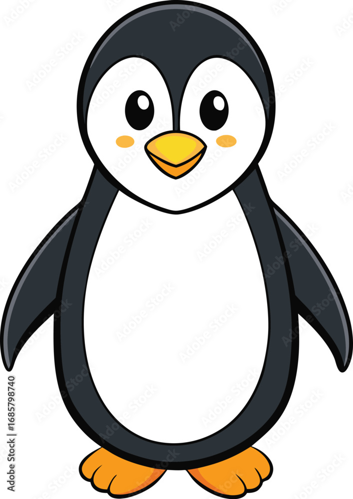 Fototapeta premium Cute Cartoon Penguin Standing bird animal