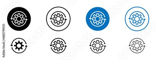 Recovery icons set in black and blue colors on white background
