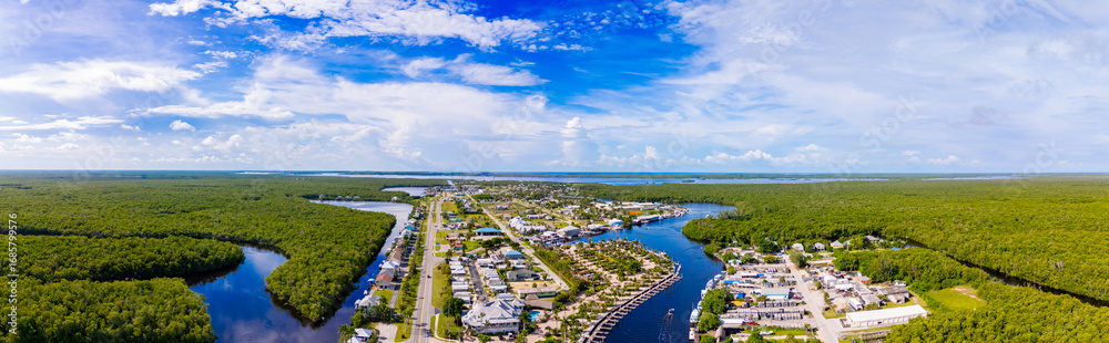 Fototapeta premium Aerial panorama Everglades City 2025