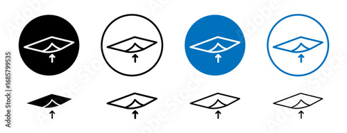 Peel off icons set in black and blue colors on white background
