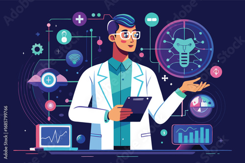 Medical professional explaining advanced technology in healthcare for improved patient outcomes