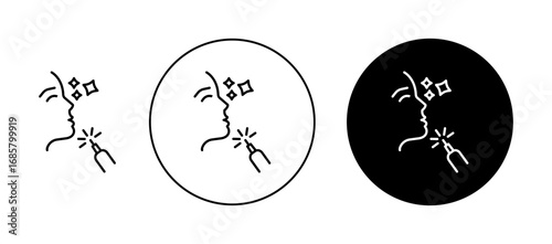 Laser dermatology icons set in black and blue colors on white background