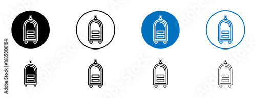 Hotel service icons set in black and blue colors on white background