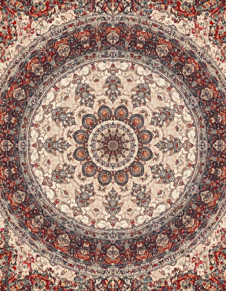 Fototapeta premium Intricate circular pattern, rich colors