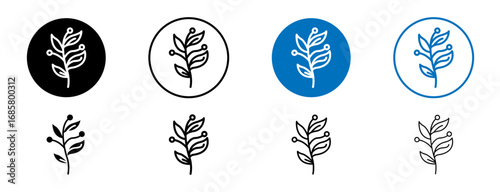 Golden Wattle icons set in black and blue colors on white background