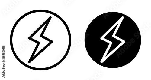 Electro icons set in black and blue colors on white background