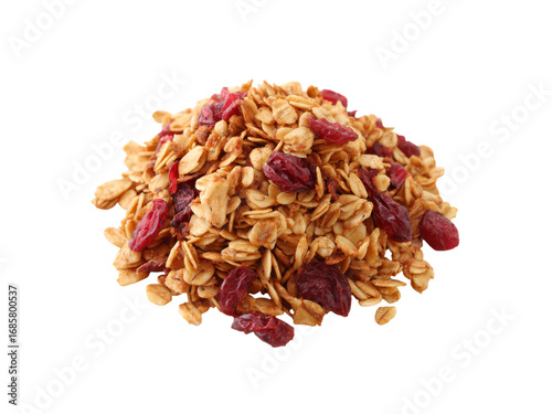 Delicious cranberry granola clusters healthy breakfast cereal, Isolated On white, Png Transparent