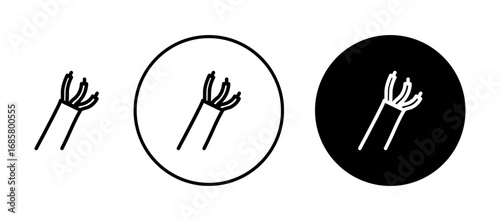 Electric cable icons set in black and blue colors on white background